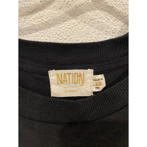 Nation LTD Lorna Shirt Womens XS Black Flutter Sleeve Pima Cotton Casual Top - Picture 3 of 4